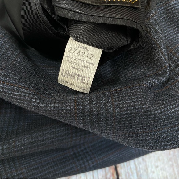 Hart Schaffner Marx Blazer 43L Sport Coat Jacket Mens Blue Workers Unite… - Picture 5 of 11